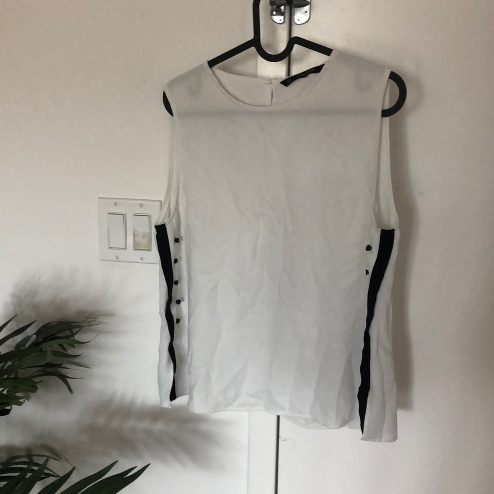 Zara basic Black White Side Button Top Sz M
